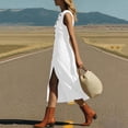 thumbnail image 4 of ChaoHeng Dresses for Women Maxi for 2026 Spaghetti Strap Sleeveless Flowy Solid Casual for White S, 4 of 7