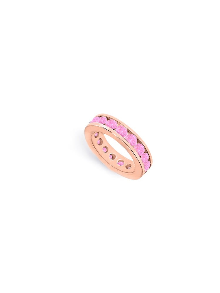 Eternity Ring Stackable Band 9ct Created Pink Sapphire Channel Set on 14K Rose Gold Vermeil by Love Bright