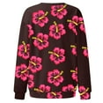 thumbnail image 5 of Sweatshirts for Women Fall Hoodless Crewneck Sweatshirt with Floral Prints Long Sleeve Pullover Top Casual Lounge Wear Hoodies for Women Brown L, 5 of 5
