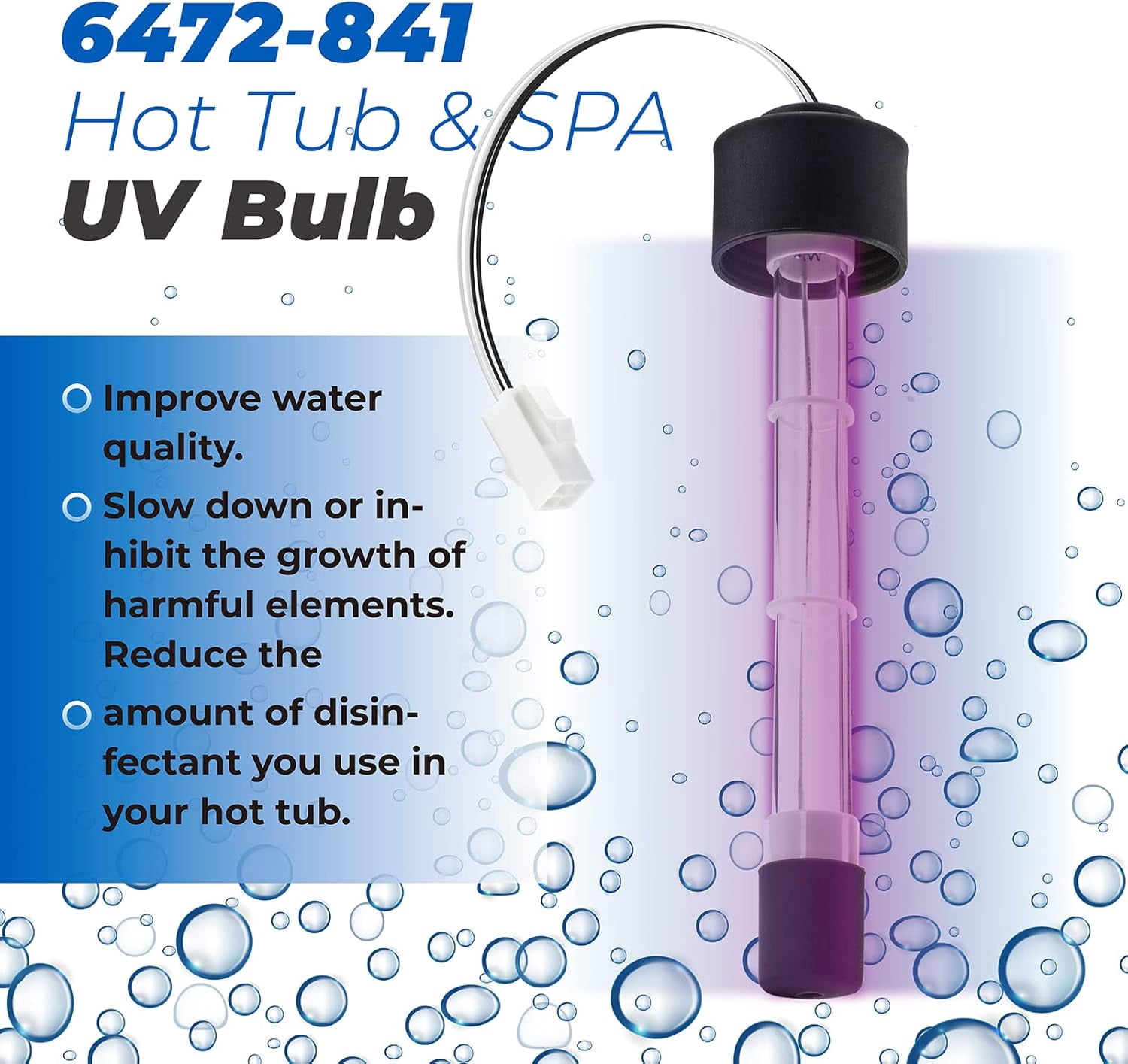 6472-841 Clear Ray XL Replacement UV Bulb for Jacuzzi J-200/J-300/J-400 & Sundance Spas 2012+ Models, Hot Tub Water Purification System,Pool and spa Bulb.