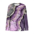 thumbnail image 4 of MELDVDIB Womens Fashion Printed Sweatshirt Fall Winter Long Sleeve Oversized Hoodless Sweatshirt Casual Crewneck Pullover Tops Purple 2XL, 4 of 5