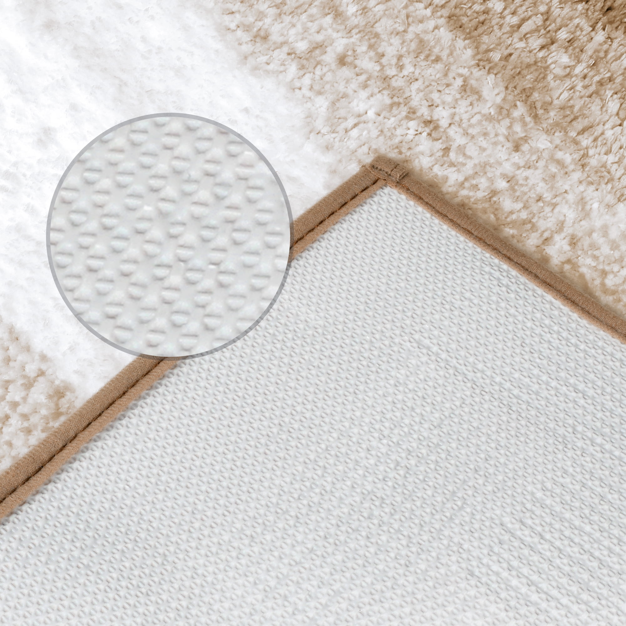Unique Bargains Absorbent Bath Rug Non-Slip Plush Shaggy Bath Carpet Bath Mats Brown Geometry Rectangle 20" x 32"