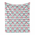 thumbnail image 1 of Owl Soft Flannel Fleece Blanket, Large Flower Eyed Owls Pattern Better Positive Perspective Hope Modern Illustration, Cozy Plush for Indoor and Outdoor Use, 70" x 90", Turquoise Pink, by Ambesonne, 1 of 6