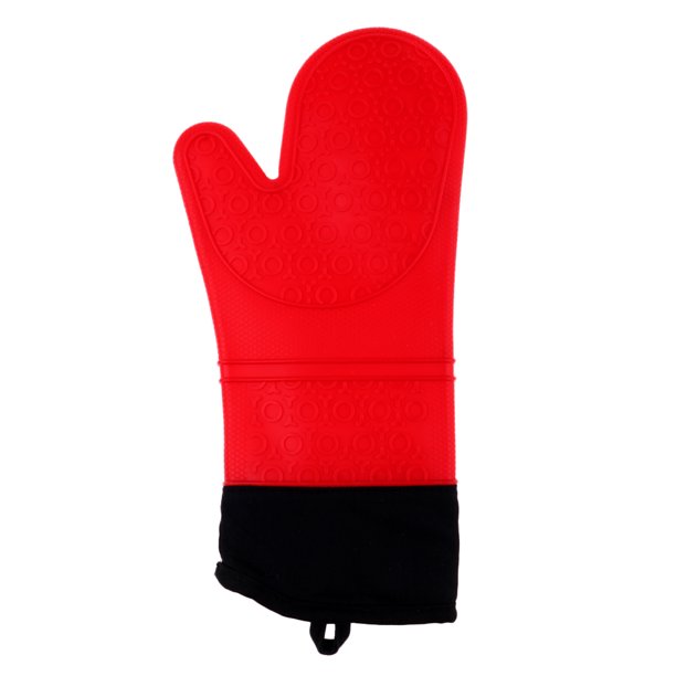 Silicone Mitts Extra Long Professional Calderas Para Resistentes Al Calor Comida Segura - rojo, 36x17x2cm Sunnimix Guante de silicona para horno