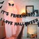 thumbnail image 2 of Black Glittery It's Frickin Bats I Love Halloween Banner- Decoraciones para fiestas temáticas de Halloween, Suministros para fiestas de Halloween, Decoración del hogar con manto, Decoración de patio Fason WMZY-741, 2 of 3