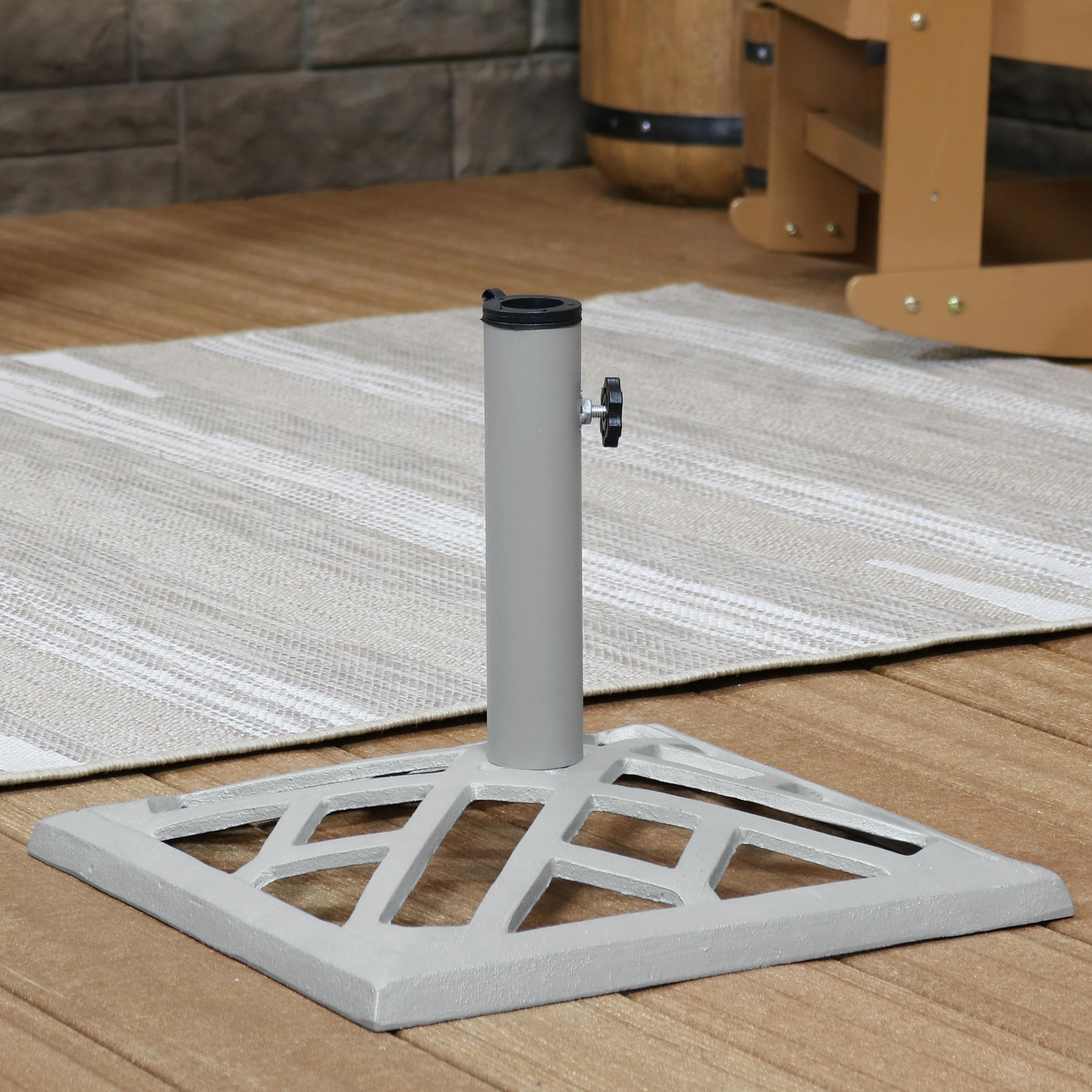 Sunnydaze Cast Iron Gray Geometric Patio Umbrella Stand 17 Inch Square Walmart Com Walmart Com