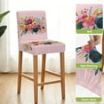 thumbnail image 4 of Colorful Floral Bar Stool Covers - Stretch Dining Chair Covers Set of 2, Pink Garden Flowers Botanical Bar Chair Cover Removable Counter Stool Pub Chairs Slipcovers Protectors for Kitchen/Cafe, 4 of 9