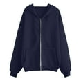 thumbnail image 3 of felwors Womens Zip Up Hoodies Plus Size Long Sleeve Hooded Sweatshirts Fall Winter Casual Fashion Jacket with Pockets Navy, XXXXL, 3 of 3
