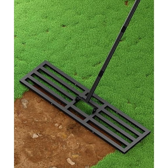 36x10 inch Lawn Leveling Rake, Upgraded Lawn Leveler Tool Heavy Duty Reinforced Connection, Garden Rake with Adjustable Long Handle, Ground Leveler for Yard Smoothing Soil Grass Dirt Sand
