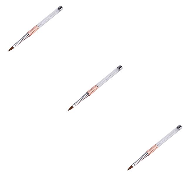 Vogacara Pincel para decoración de uñas de cristal de oro rosa, pluma de línea de dibujo de flores, herramienta de diseño de punta de Type1 NO1