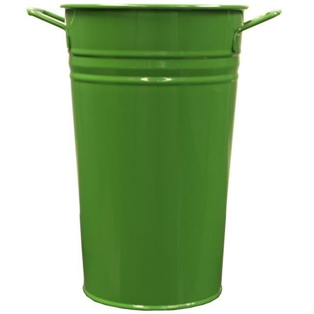 Houston International Trading 8295E AG Enameled Galvanized Vase, AppleGreen