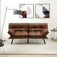 thumbnail image 2 of Giantex Convertible Sofa Bed, Memory Foam Futon Bed w/Adjustable Backrest & Armrests, Upholstered Folding Couch Sleeper for Small Space, Brown, 2 of 10