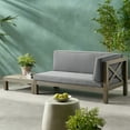 thumbnail image 2 of GDF Studio Cascada Outdoor Acacia Wood Left Arm Loveseat and Coffee Table Set with Cushion, Gray and Dark Gray, 2 of 13