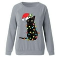 thumbnail image 3 of Womens Long Sleeve Christmas Hoodies Cat Print Hooded Sweatshirt Xmas Holiday Casual Fall Pullover Sweater Winter Clothes, 3 of 5