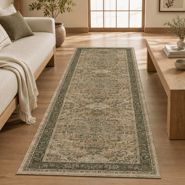 Medallion 3x7 Hallway Runner Rug Washable Non Slip Runners For Kitchen ...