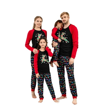 

JBEELATE Family Christmas PJs Matching Sets Holiday Pajamas for Women/Men/Kids/Couples Elk Printed Top Pants Sleepwear