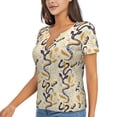 thumbnail image 2 of Wukai Snake And Floral Casual V-Neck Graphic Tees for Women: Lightweight and Breathable Summer Tops with Stylish Design-XX-Large, 2 of 8