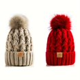 thumbnail image 1 of SNNROO 2PC Sets Womens Winter Ribbed Beanie Crossed Cap Chunky Cable Knit Pompom Soft Warm Hat, 1 of 7
