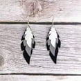 thumbnail image 2 of Layer Feather Fringe Genuine Leather Earrings Ethnic Velvet Leather Jewelry Gift, 2 of 2