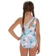 thumbnail image 2 of Jiueut Paws Clouds Stars Print Swimsuits for Teen with Mesh Cover Up One Piece Bathing Suits One Shoulder Soft Swimwear for Summer, 2 of 7