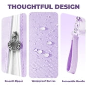 Four Candies Pencil Case 3 Compartment Pouch, Large Pencil Case for Women, Puple, Removable Handle & Zipper, Cute Pencil Bag for Office