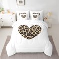 thumbnail image 2 of jejeloiu Cartoon Cute Loves 7pcs Bedding Comforter Set,Chic Cheetah Print Queen Bedding Sets,Brown White Queen Sheet Sets For Girls Teens,Microfiber Bedroom Decor Reversible, 2 of 8