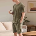 thumbnail image 2 of Gamivast Men's Velour Short Set Crewneck T-Shirt and Drawstring Shorts Soft Plush 2 Piece Outfit for Summer Beach Vacation Casual Daily Lounge Attire, 2 of 2