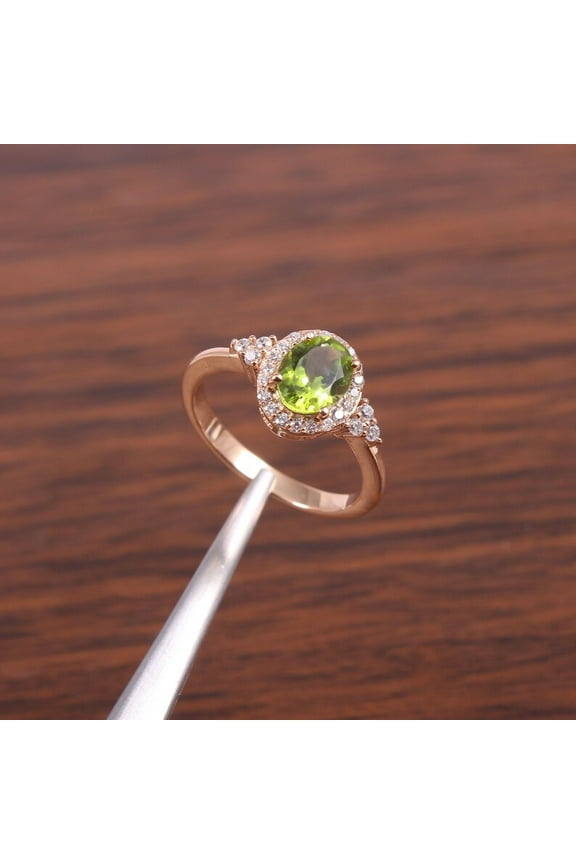 Peridot Ring Sterling Silver , Oval Cut Gemstone Ring , August Birthstone , Peridot Ring Silver, Peridot Ring Women, Promise Ring
