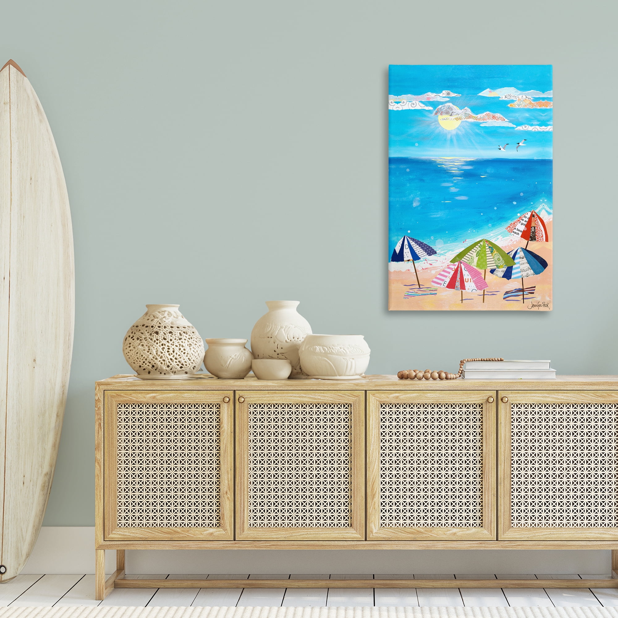 Stupell Industries Good Day Sunshine Coastal Painting Gallery Wrapped Canvas Art Print Wall Art, 30 x 45