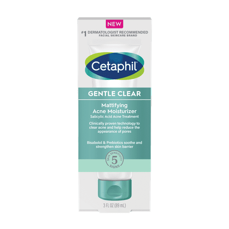 Cetaphil Gentle Clear Mattifying Acne Face Moisturizer Cream With 0.5% Salicylic Acid, 3 fl oz