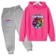 thumbnail image 3 of Conjunto de sudadera con capucha y pantalones con estampado de dibujos animados para niños y niñas de 2 a 13 años, 2 piezas, para primavera y otoño, 3 of 5