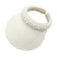thumbnail image 2 of Pxiakgy Sun Visors for Women Sun Hat Pearl Sun Visor Wide Brim Straw Sun Visor Hat Summer Uv Protection Beach Sun Cap Ponytail Beach Hat Pearl Hollow Sunhat Headband Hat Woven Caps White, 2 of 3
