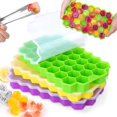 thumbnail image 1 of Silicone Ice Cube Tray, 3Pcs Ice Cube Mold with Lid - 111 Ice Cube Molds for Jelly Milk Juice Cocktails Whiskey - LFGB C, 1 of 5