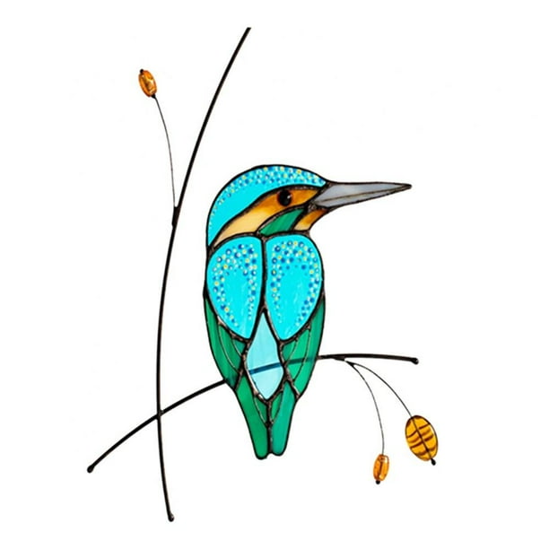 Monfince Stained Glass Bird Sticker Stain Glass Window Bird Decor Peeking Bird Window Stained Glass Panels Sticker For Home Decor Walmart Com
