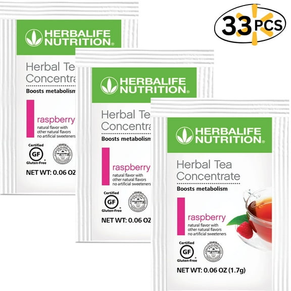 Herba life. Herbal Tea Concentrate: Raspberry Flavor Gluten Free, Naturally Flavored (33 Packets)