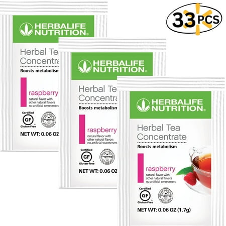 Herba life. Herbal Tea Concentrate: Raspberry Flavor Gluten Free  Naturally Flavored (33 Packets)