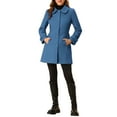 thumbnail image 2 of Unique Bargains Women's Peter Pan Collar Single Breasted Button Front Outwear Coats L Marine Blue, 2 of 5