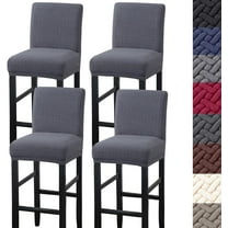 Yumcute Bar Stool Covers,4 Pack Stretch Bar Stool Covers with Backs Jacquard Bar Stool Chair Covers with Elastic Bands Dark Gray