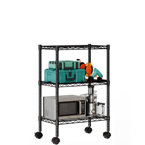 Gianna 3 Tier Heavy Duty Adjustable Wire Shelving with Wheels, Storage Racks for Garage Kitchen Pantry Laundry Office, Easy Assembly, 23"D x 13"W x 31"H