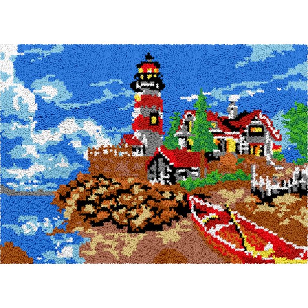 Rug Making Latch Hooking Kit Lighthouse scenery (5 sizes available