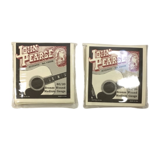 John Pearse Guitar Strings 2 Pack Acoustic  Medium #300M Bronze Wound