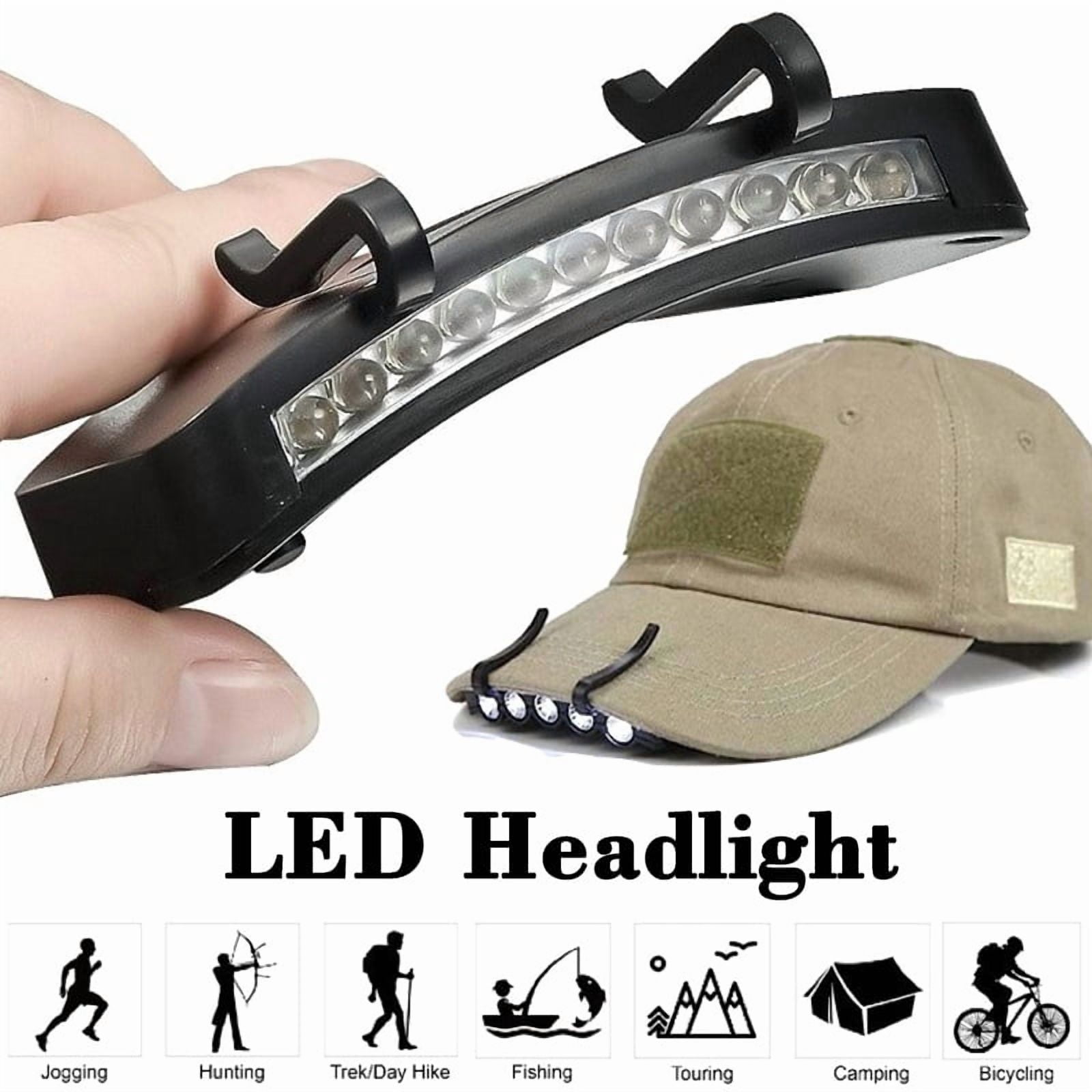 Super bright LED headlights - Outdoor fishing, camping and hunting flashlights that clip onto a hat.