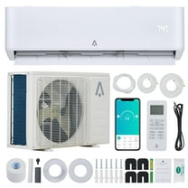 9000 BTU AC 23 SEER, Cools Room Up to 550 Sq. Ft, Wall Mount Ductless Mini C Heat Pump Full Set with Installation Kit Split System Air Conditioner, White