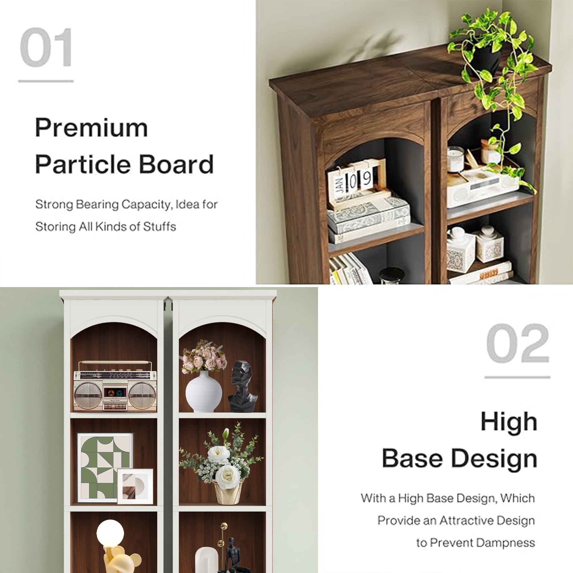 MAYEERTY Slim Narrow 5-Cube Corner Bookcase, 70.9" White Oak Mix Vertical Display Storage Rack