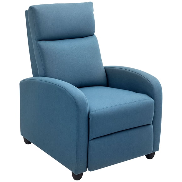 Blue Linen-Look Manual Recliner Chair | Home Theater Seating for Living Room | Padded Comfort & Durable Design - 27.3"W x 39.8"H