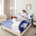 thumbnail image 4 of Homewish Teens Blue Flower Leaves 4-Piece Full Size Sheets,Vintage Aesthetic Bed Sheets,Minimalist Mid Century Lightweight Sheet Sets,Microfiber Bedroom Decor, 4 of 7