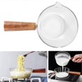 thumbnail image 4 of Glass Milk Pot with Wooden Handle 400Ml Cooking Pot for Salad Noodles Gas Stove Cookware, 4 of 5