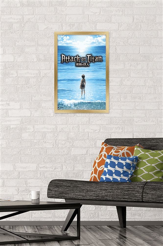 Attack on Titan: Season 3 - Ocean Wall Poster, 14.725" x 22.375", Framed