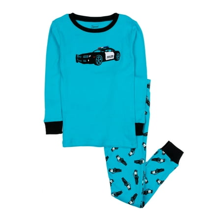 

Leveret Kids Boys Girls Two Piece Cotton Pajamas Police Car 2 Year