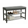 thumbnail image 1 of Nola Home 2-Tier Shor Rack Bench with Padded Seta, Entryway Shoe Organizer for 6 Pairs, Metal Frame, Compact Storage for Hallway, Closet, Mudroom, Grey, 1 of 6